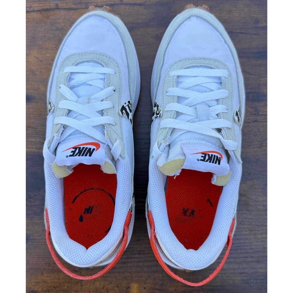 Nike Waffle One DZ5201-100 Leopard Print Swoosh White Orange Women’s 7 Shoes - Picture 7 of 16